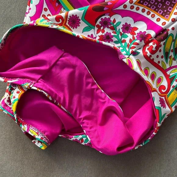 Trina Turk Pink and Green Patterned Swimsuit - Picture 8 of 8